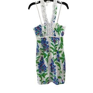 Lilly Pulitzer Isabel Bluebonnet Floral Dress Sz 2 Preppy Resort Mini